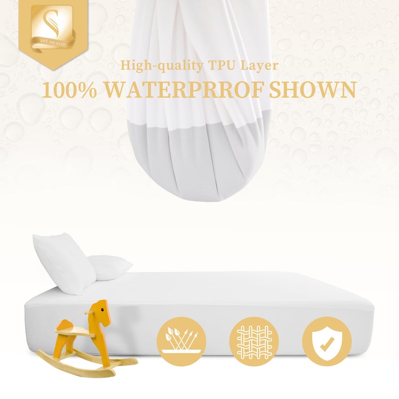 Safe and Sound Waterproof Mattress Protector, 2 Pack Twin Size Premium Mattress Cover, Noiseless Breathable Soft, Fitted Deep Pocket 8-18 Inch Bed Cover, Machine Washable - Image 3