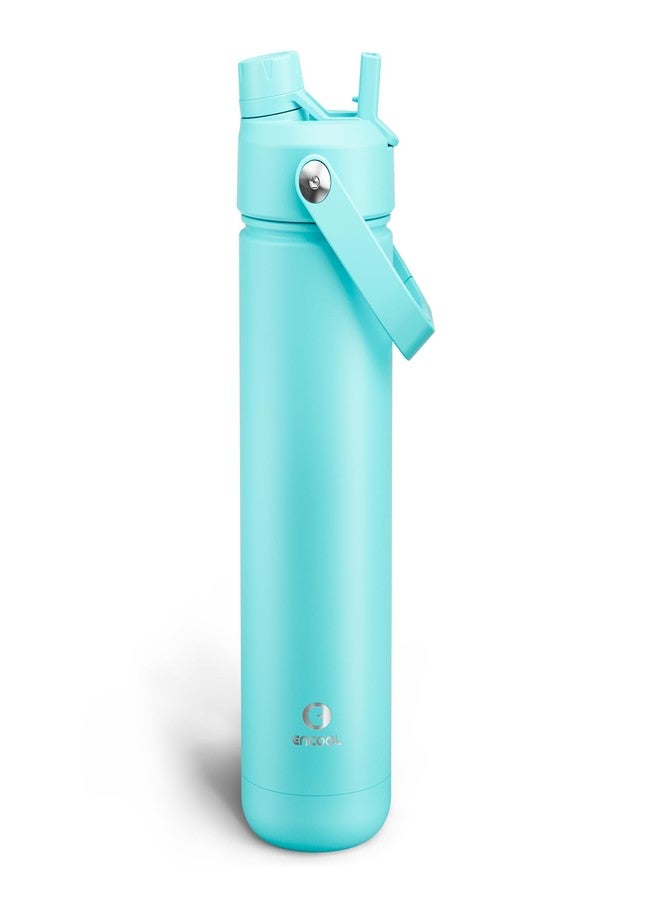 ENCOOL Insulated Water Bottle with Straw Stainless Steel Water Bottle, Leak-Proof, BPA-Free, Double Wall Vacuum Keeps Cold for 24 Hours for Sports, Travel, School (26 oz, Aquamarine Blue) - Image 1