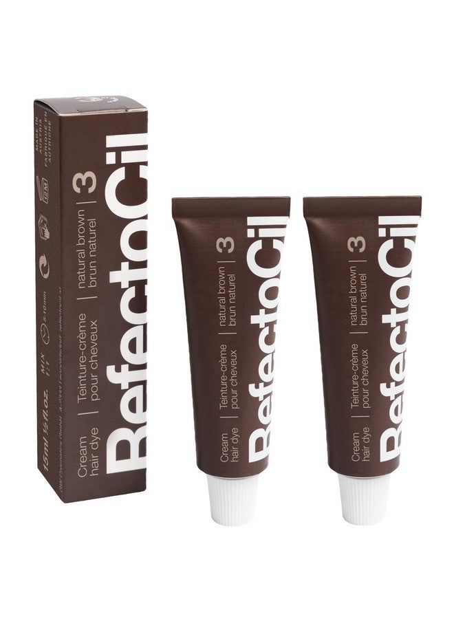 ريفيكتيسل كريم صبغ الشعر ريفيكتوسيل، عبوتان - صبغة شعر احترافية تدوم طويلاً - بني طبيعي (#3) - Image 1
