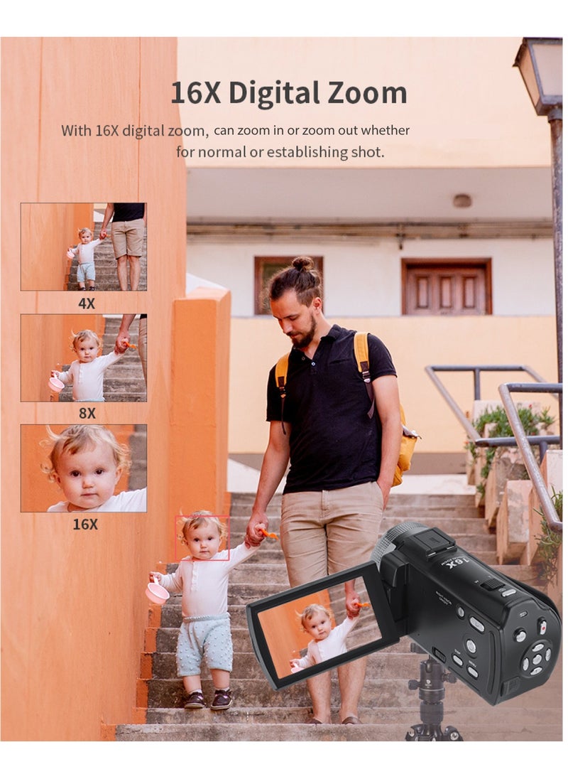 Coopic - COOPIC V1000 3’’ TFT Anti-Shake Full HD 1080P Digital Video Camera | 30MP Photo, 16X Zoom, Night Vision, Compatible with Windows XP/7/8/10 for Vlogging and Content Creation - 270° Screen Rotation - Image 1