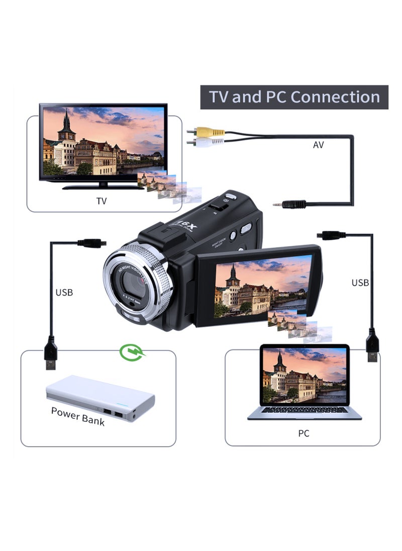 Coopic - COOPIC V1000 3’’ TFT Anti-Shake Full HD 1080P Digital Video Camera | 30MP Photo, 16X Zoom, Night Vision, Compatible with Windows XP/7/8/10 for Vlogging and Content Creation - 270° Screen Rotation - Image 1