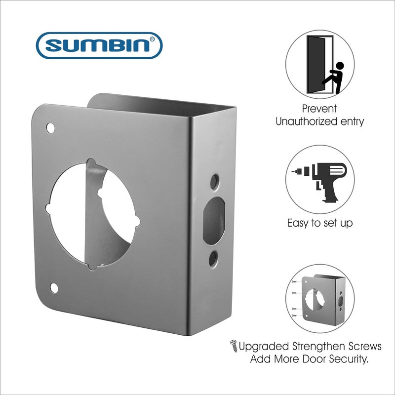 SUMBIN Door Guard Reinforcer 1-3/4-Inch Thick by 2-3/8-Inch Backset 2-1/8-Inch Bore Door Guard with Stainless Steel Color - Image 2