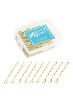 HOYOLS Hoyols Premium Metallic Crimped Grip Bobby Pin, Secure Hold Wavy Slide Proof Gold Hair Styling Pins for Women Buns Thin Hair 100 Count, 2 inch (Blonde) 