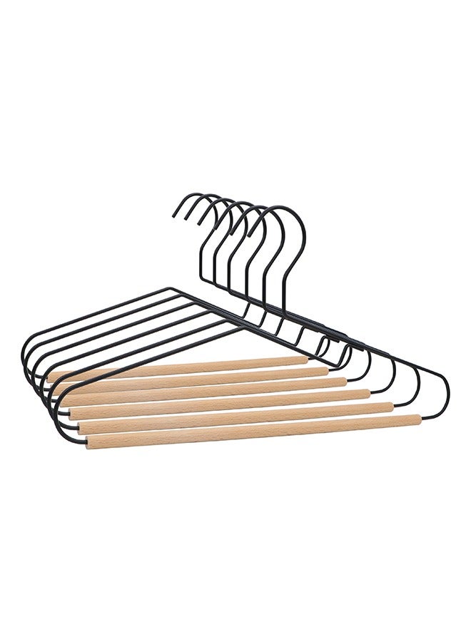 ZOBER High Grade Metal Hanger with Wooden Roller Non-Slip Ultra Thin Space Saver Durable & Strong Ideal for Suits, Pants, T-shirts, Coats, Dresses, and Scarves - Image 1