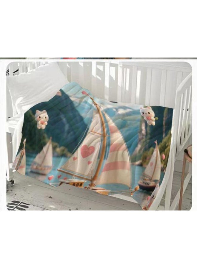 عام بطانية رقيقة من الفانيلا الكرتونية للأطفال والرضع (دافئة ومريحة، ومناسبة للنوم والألعاب) 70 سم * 100 سم - Image 2