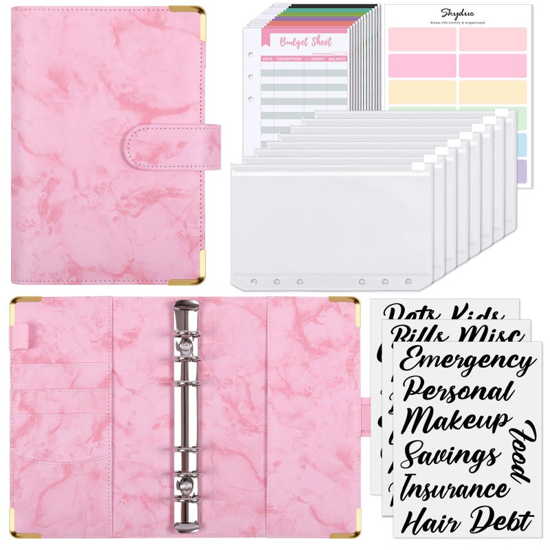 SKYDUE Budget Binder, Money Saving Binder with Zipper Envelopes, Cash Envelopes and Expense Budget Sheets for Budgeting (Mabblepink) - Image 1