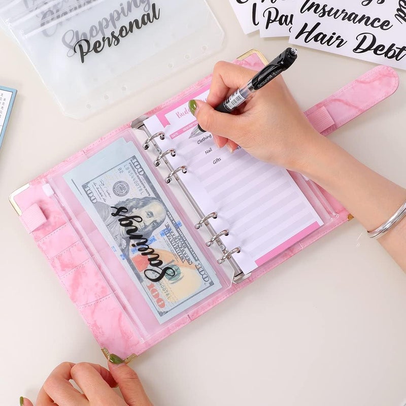 SKYDUE Budget Binder, Money Saving Binder with Zipper Envelopes, Cash Envelopes and Expense Budget Sheets for Budgeting (Mabblepink) - Image 2