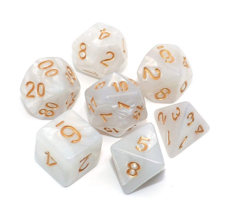 CREEBUY DND Dice Set Pearl White Games Dice for Dungeon and Dragons DD Pathfinder MTG Role Playing Games RPG Polyhedral Dice - Image 3