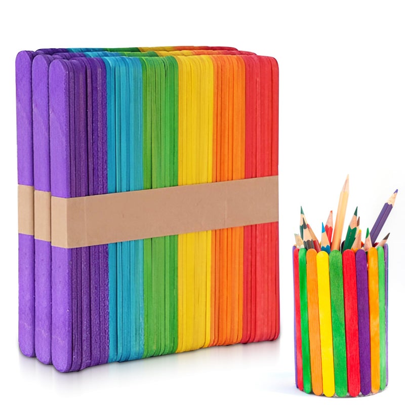Perfect Stix Poplar Wooden Craft Sticks, Multi-Colored, 4.5 Inch Length, 1000 Pieces, Popsicle Sticks for Arts and Crafts - Image 1