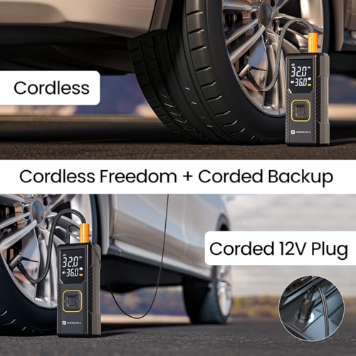 Portronics Vayu 9.0 Portable & Rechargeable Tyre Inflator with 2-in-1 Cordless & Corded Modes, 3×2000 mAh Battery, LED Display, Auto Shut-Off, Type-C Fast Charging,150 PSI for Car, Bike & Sports Balls - Image 4
