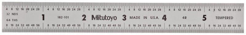 Mitutoyo 182-101 Steel Rule - 6 Inch Measuring Tool with Satin Chrome Finish - Image 1