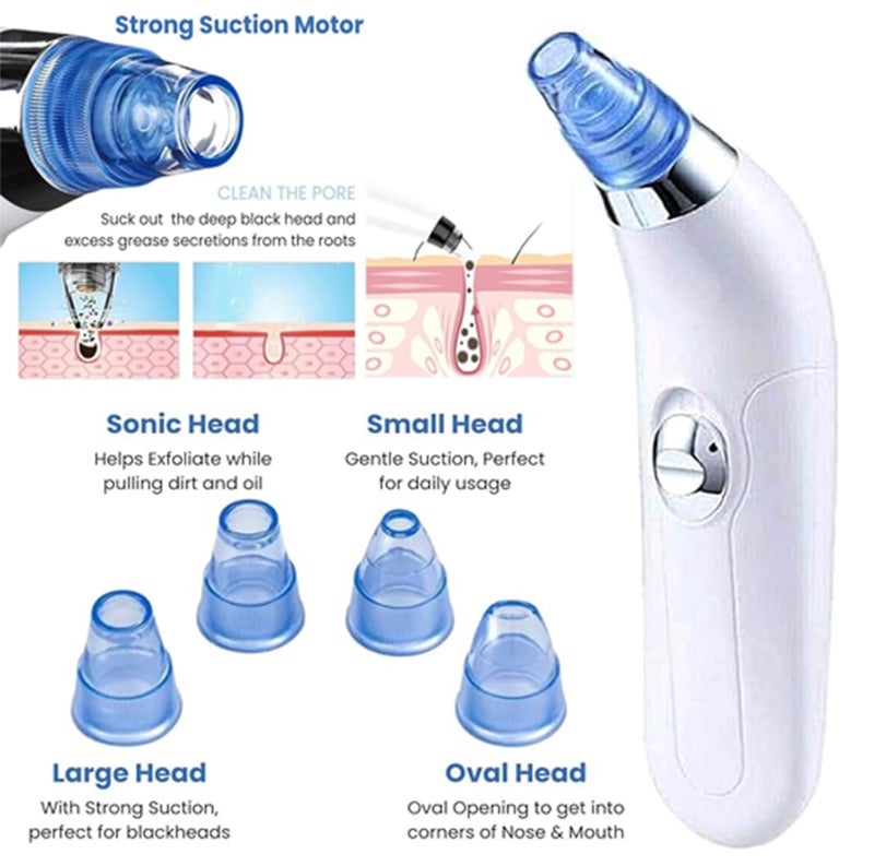 SHB SHB 4 in 1 MultiFunction Blackhead Whitehead Extractor Remover Device Pimple Removal Tool Skin Cleaner Acne Pimple Pore Cleaner Vacuum Suction Tool for Men and Women  - Image 3