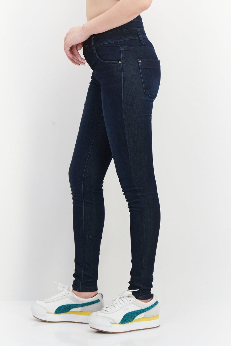 VERO MODA Women Slim Fit Dark Stretchable Denim, Navy Blue  - Image 3