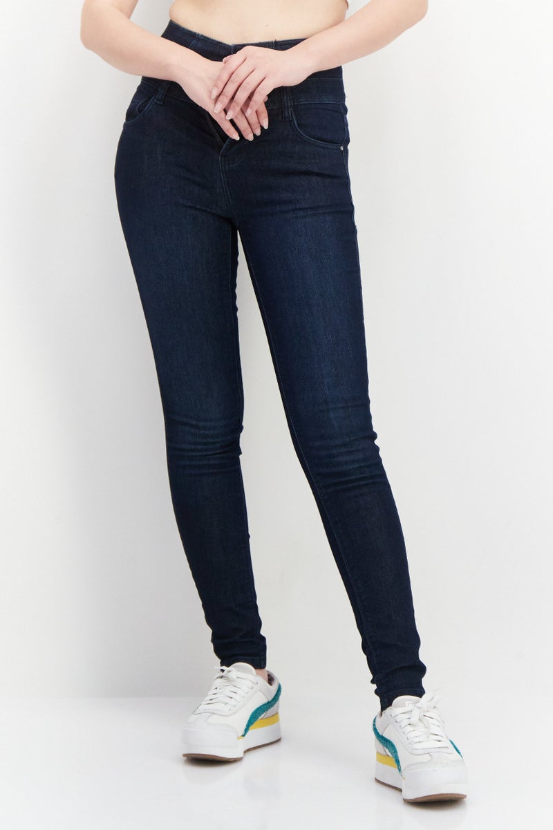 VERO MODA Women Slim Fit Dark Stretchable Denim, Navy Blue  - Image 1