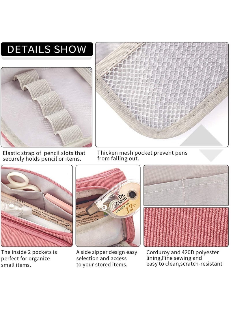 Loquat Large Capacity Pencil Case, Colorful Canvas Storage Bag, Marker Pen Case, Simple Stationery Bookshelf, High School Office, Gifts for College Students, Female Adults, And Teenagers - Pink - Image 5