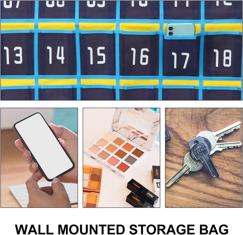 jellyflow Numbered Classroom Pocket Chart for Cell Phones Calculator Holder Hanging Wall Door Organizer 36 Pockets Storage Bag for Jewelry Home Decor (Dark Blue) - Image 5