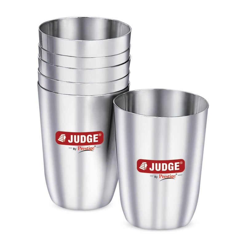 Judge by Prestige Classic Stainless Steel Tumblers 6 Pc Set Each 300 ml - Image 1