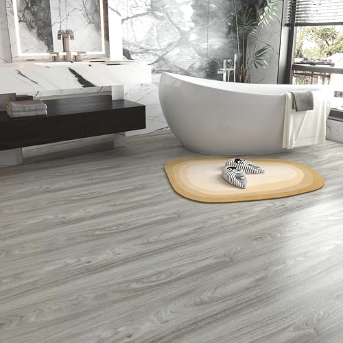 LaCheery Peel and Stick Wood Flooring Grey Wood Grain Vinyl Flooring Roll Peel and Stick Floor Tile Bathroom Kitchen Wooden Floor Planks Waterproof Self Adhesive Removable Foam Wall Paper 158x80 - Image 3