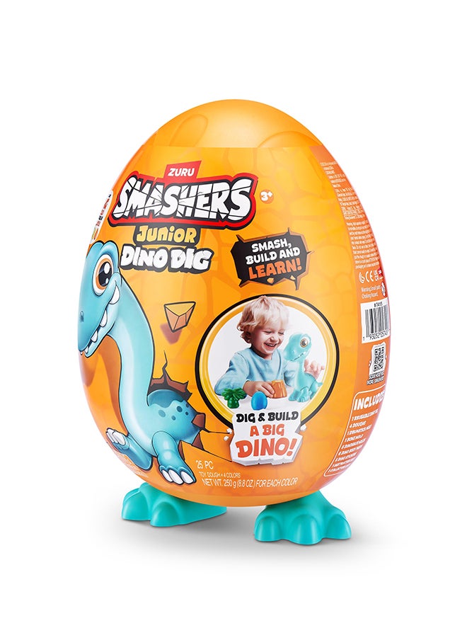 SMASHERS Junior Dino Dig Large Egg, Brontosaur, By ZURU 18+ Surprises, Dinosaur Preschool Toys, Build Construct Sensory Play For Kids  3 Years+  - Image 2