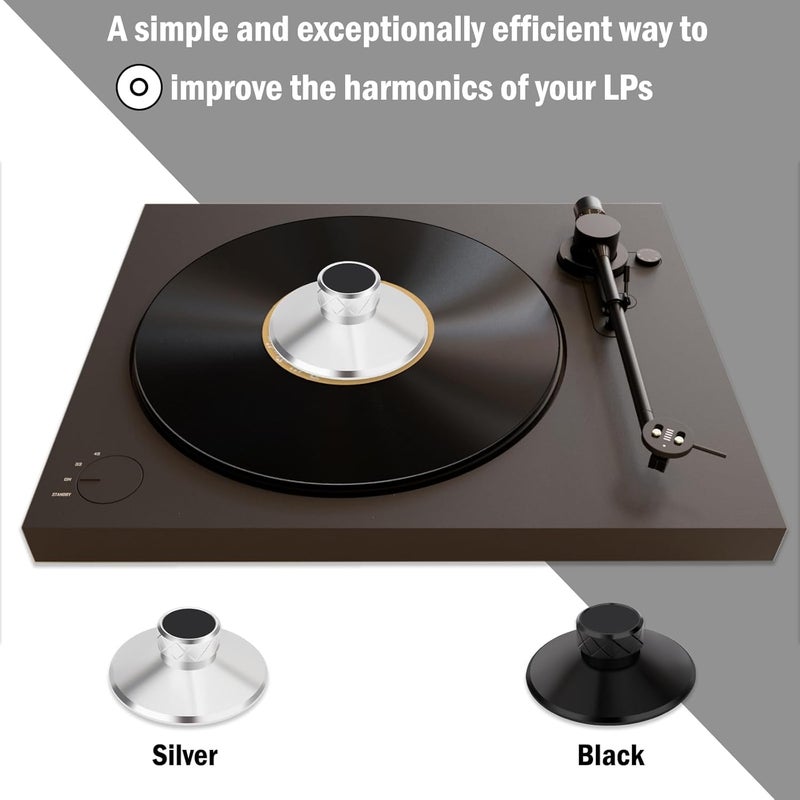 Preffair Record Weight Clamp, Turntable Weight Stabilizer Aluminum, LP113/110/120 Vinyl Audio Disc Stabilizer, Audiophile Grade Vibration Reducer for LP Record Player(LP113 Silver) - Image 4