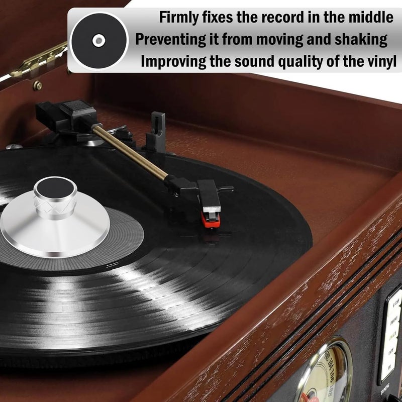 Preffair Record Weight Clamp, Turntable Weight Stabilizer Aluminum, LP113/110/120 Vinyl Audio Disc Stabilizer, Audiophile Grade Vibration Reducer for LP Record Player(LP113 Silver) - Image 5