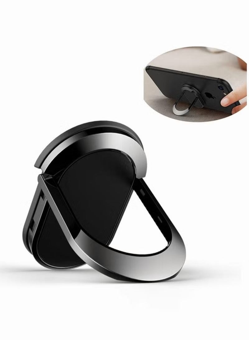 Phone Ring Holder, SYOSI 360 Adjustable Mobile Phone Loop Universal Cell Phone Finger Grip Ring Zinc Alloy Ring Stand for All Smartphones, for Magnetic Car Mount Compatible, Black  - Image 1