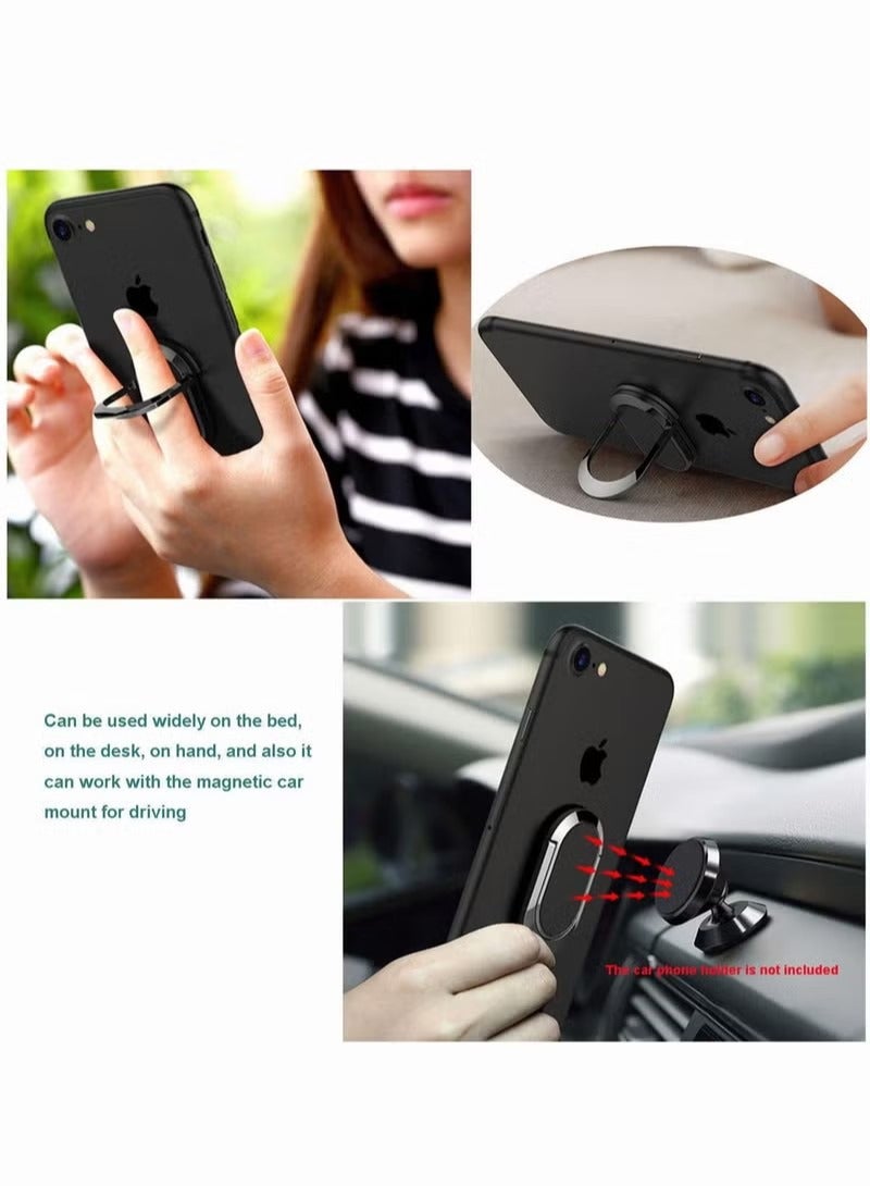 Phone Ring Holder, SYOSI 360 Adjustable Mobile Phone Loop Universal Cell Phone Finger Grip Ring Zinc Alloy Ring Stand for All Smartphones, for Magnetic Car Mount Compatible, Black  - Image 2