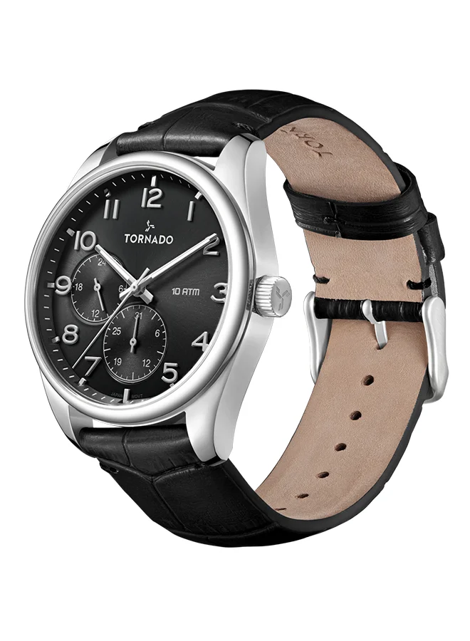 TORNADO Men's Genuine Leather Multi Function Watch T25102-SLBB - 42.5 mm