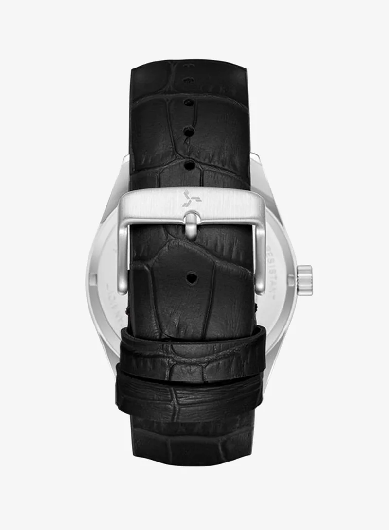 Tornado black Men's Genuine Leather with crocodile pattern Multi Function Watch T25102-SLBB - 42mm mm for Men | Best Price UAE