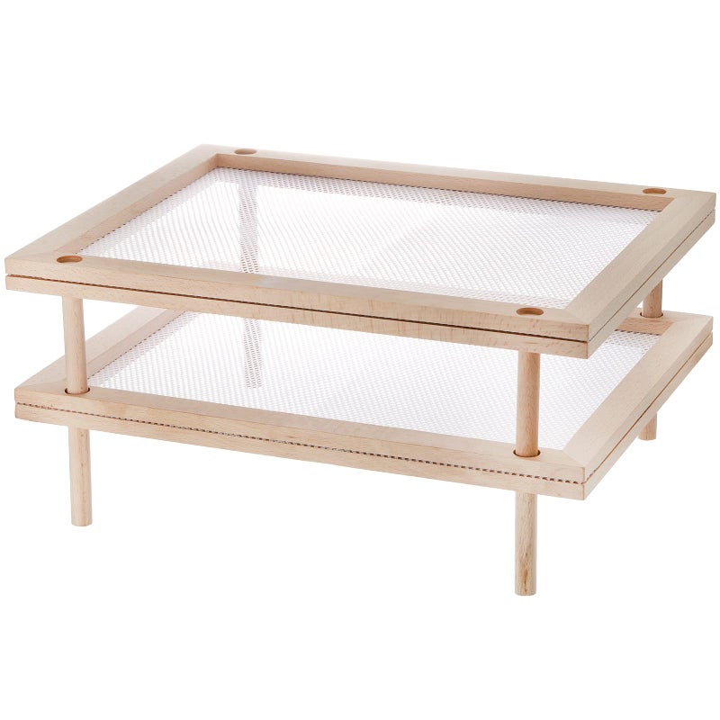 Cedilis Set of 2 Stackable Wood Pasta Herb Drying Rack, Food Dryer Stand with Net for Drying Seeds, Herb, Bud - Image 1