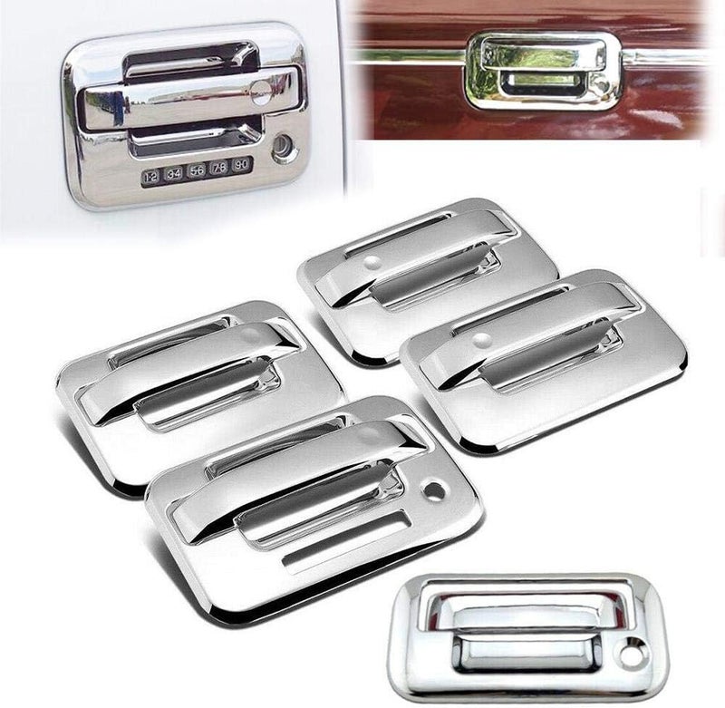 Overun 3-Layer Triple Chrome Plated Side 4 Door Handle Cover with Keypad and Tailgate Cover for 2004-2014 Ford F-150 - Image 1