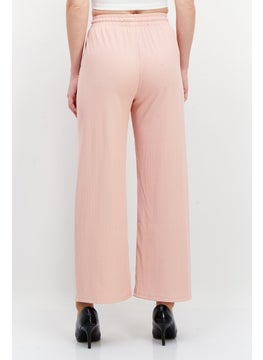 bebe Women Regular Fit Textured Wide Leg Pants, Rose Pink  - Image 2