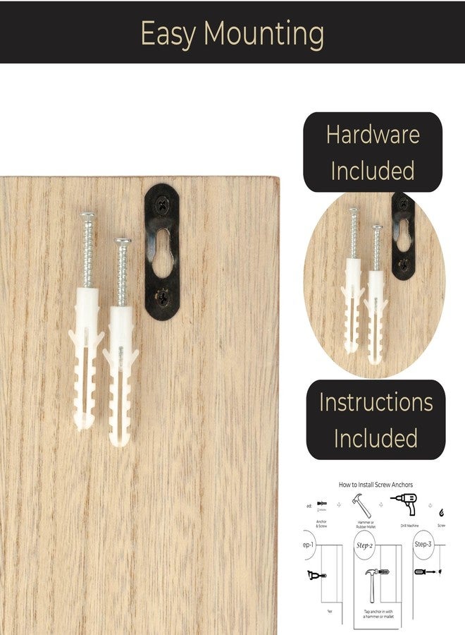 BLU MONACO Wall-Mounted Mail and Key Holder - Natural Wood 2-Tier Letter Organizer with 3 Hooks | Entryway Command Center for Mail, Keys, and Documents - Image 4