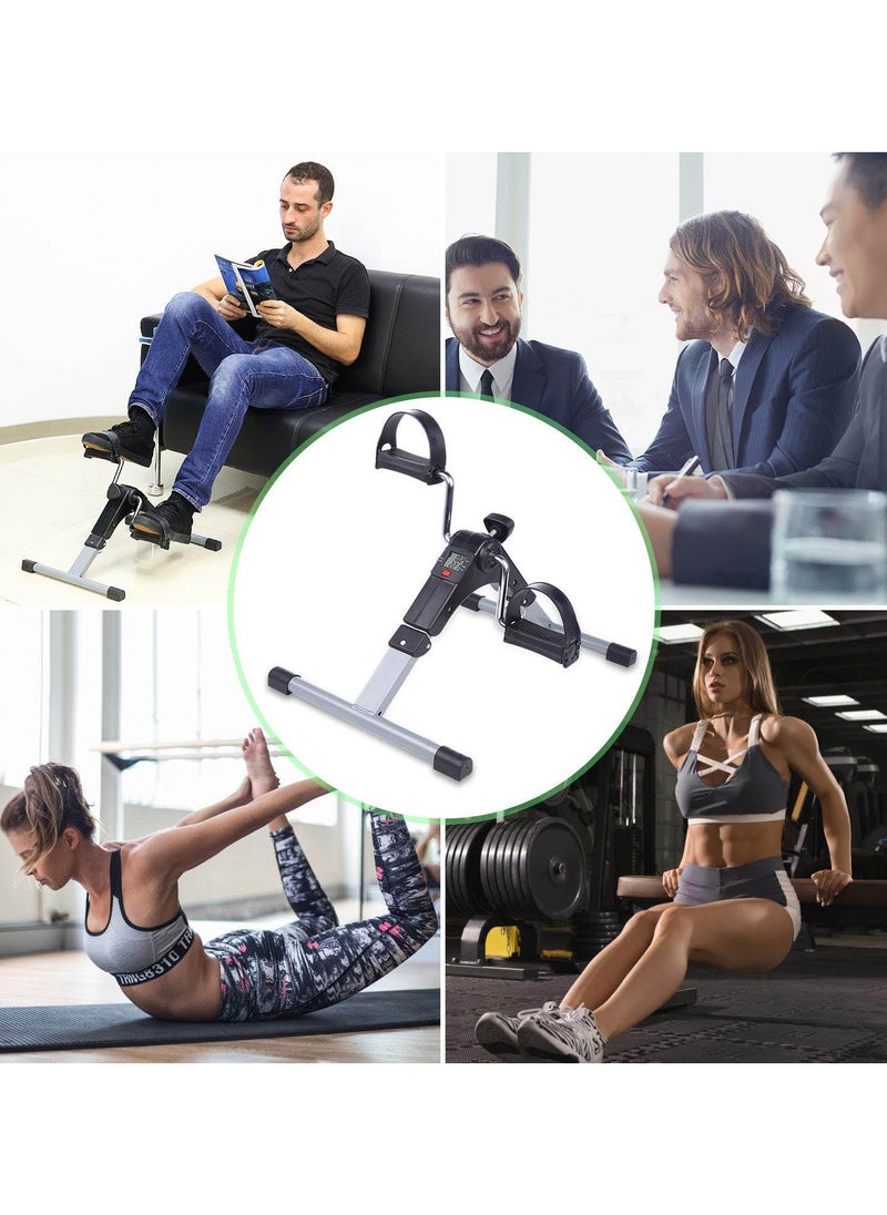 Arm and leg multipurpose Pedal exerciser with variable resistance nonslip feet holder and adjustable home fitness equipment with dual function and digital display