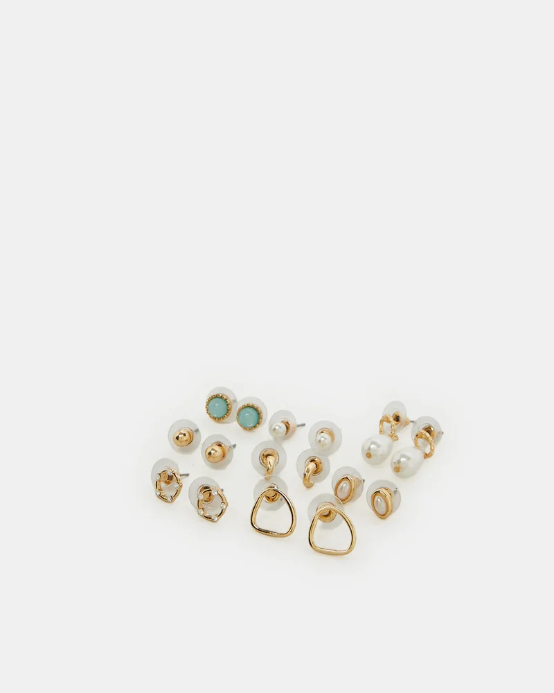Redtag Women Assorted Embellished Earrings (8 Pairs)