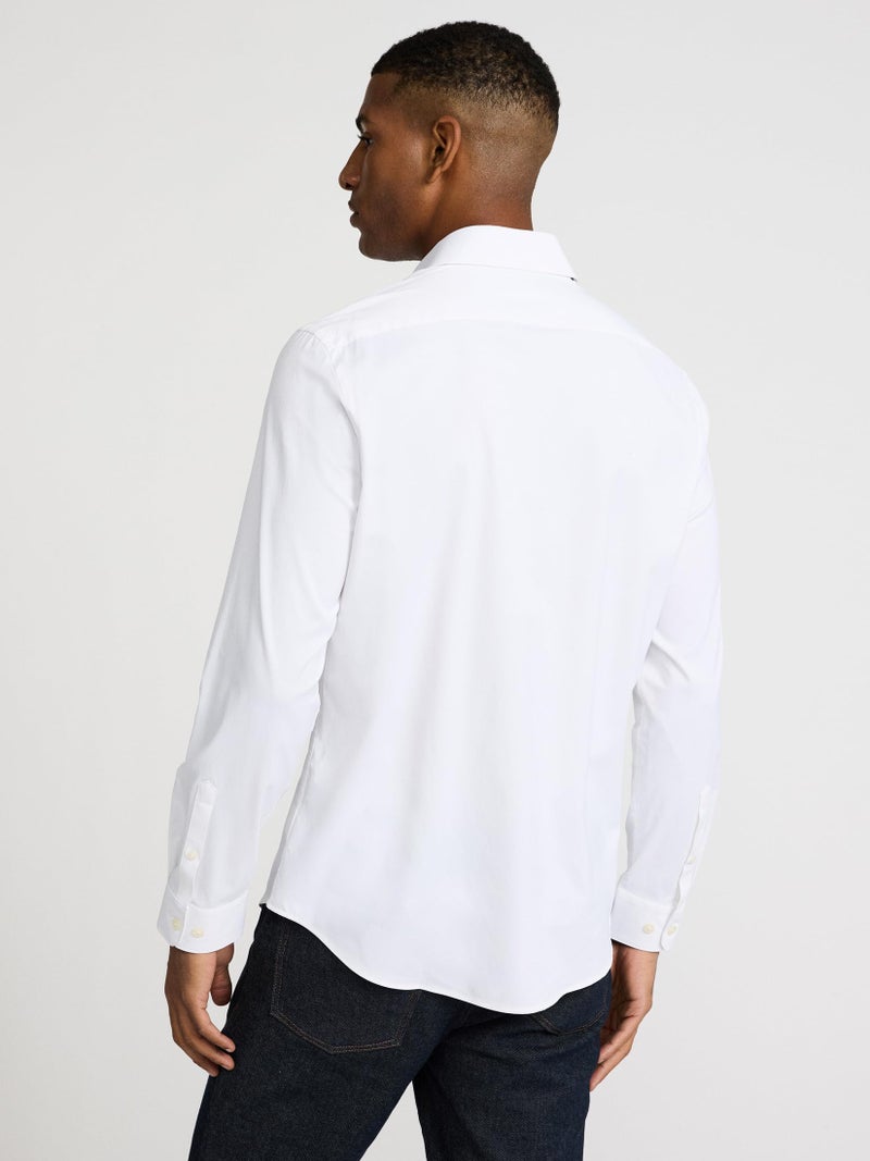EXPRESS Menâ€™s Everyday Performance Dress Shirt â€“ Slim Fit Stretch Solid Button-Up, Moisture-Wicking, Wrinkle Resistant White - Image 2