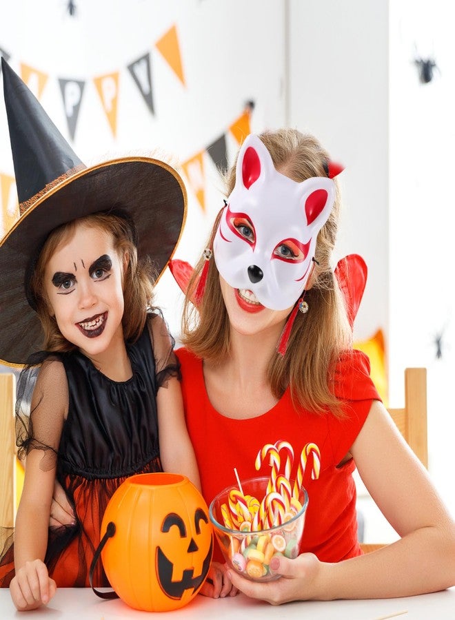 Amosfun 4Pcs Kitsune Fox Half face Mask Cosplay Party Supplies Party Half Face Costume Masks Japanese Style Foxes Cat Masks (Random Type) - Image 4