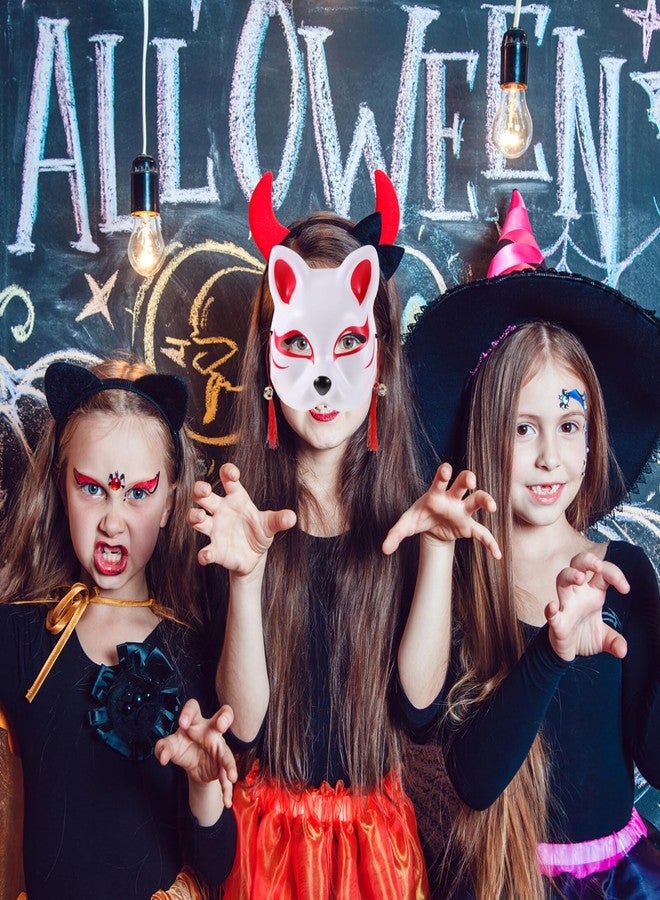 Amosfun 4Pcs Kitsune Fox Half face Mask Cosplay Party Supplies Party Half Face Costume Masks Japanese Style Foxes Cat Masks (Random Type) - Image 5