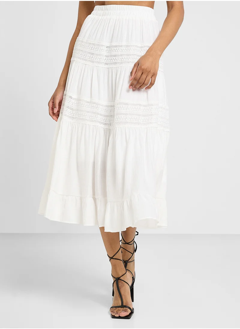 Ginger Tiered Maxi Skirt With Lace Detailing