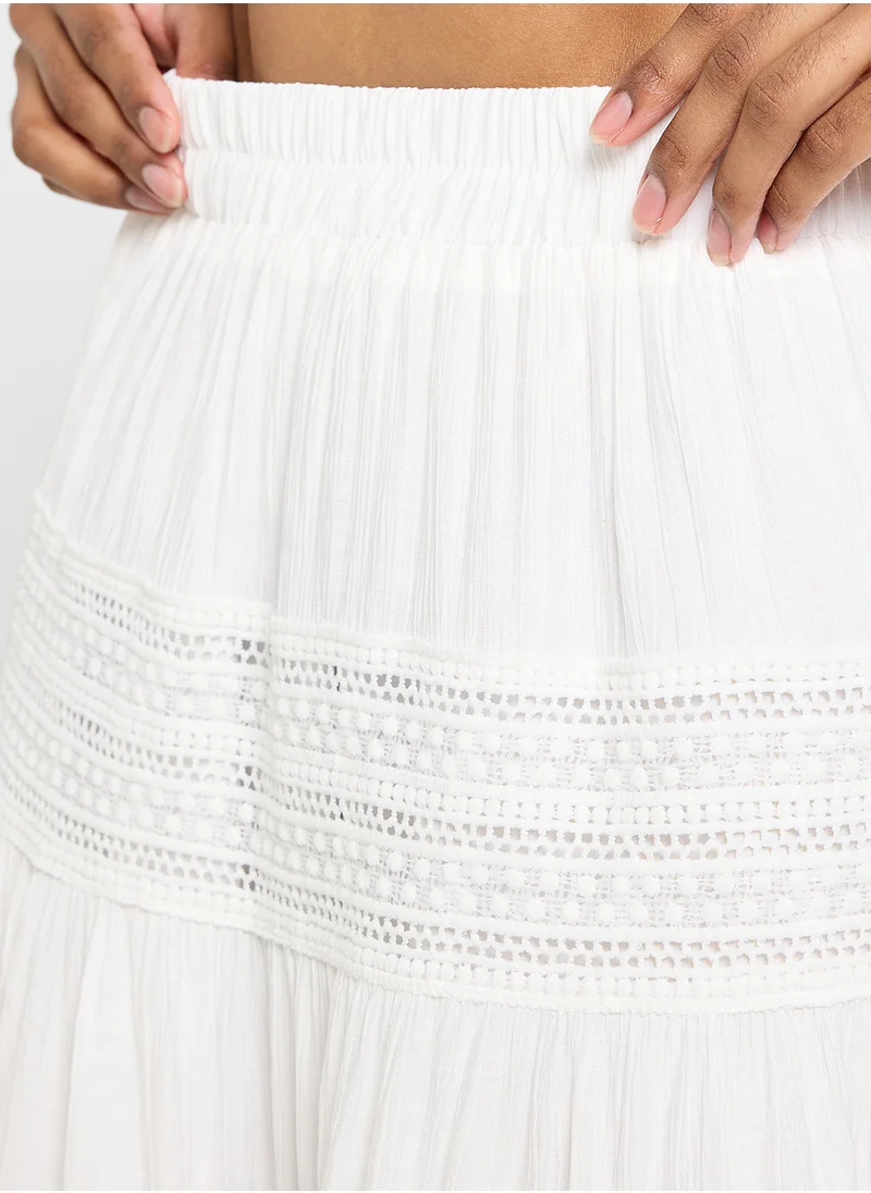 جينجر Tiered Maxi Skirt With Lace Detailing