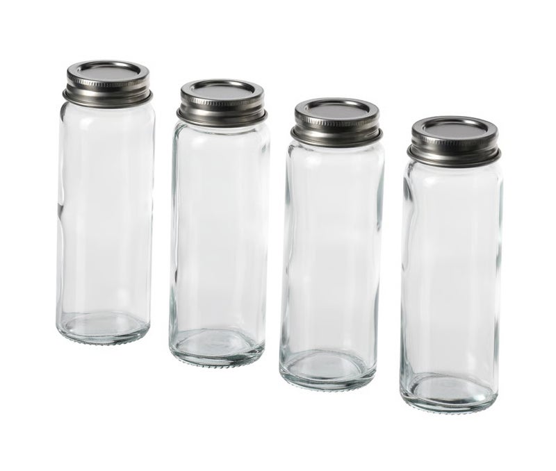 Spice Jars Set of 4, Glass Containers with Stainless Steel Lids, 100ml Airtight Seasoning Bottles for Kitchen Storage - Image 1
