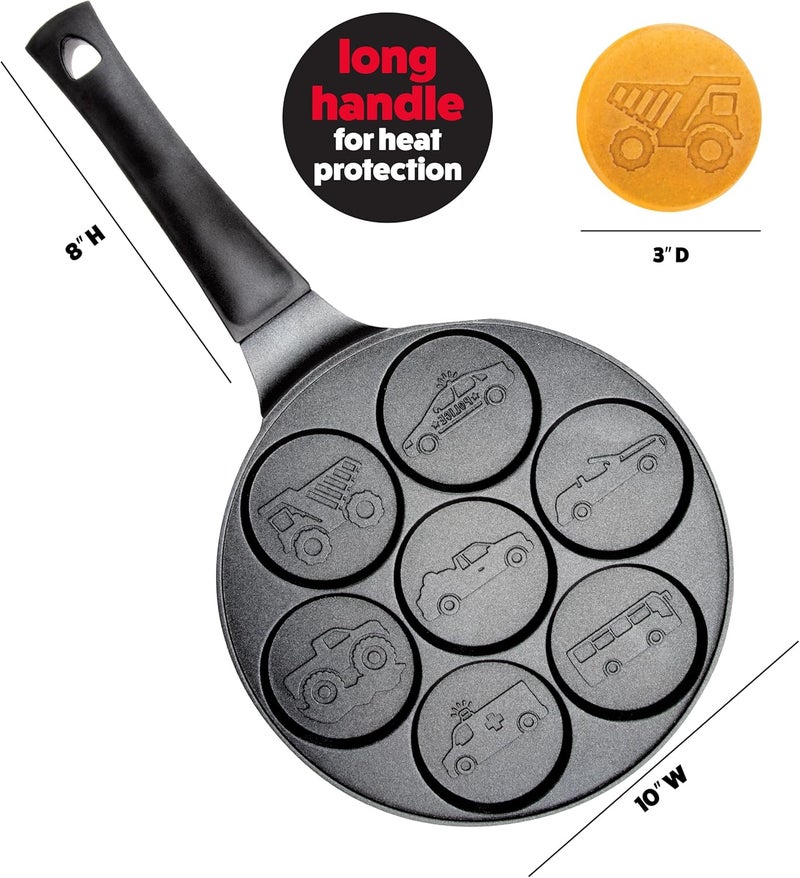 CucinaPro Car & Truck Mini Pancake Pan - Make 7 Unique Flapjack Cars, Nonstick Pan Cake Maker Griddle for Breakfast Fun & Easy Cleanup - Image 4
