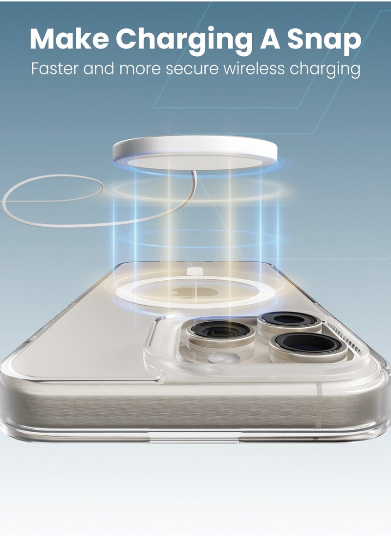 Moxedo Moxedo Magnetic Protective Case 360 Protection Clear Case Hard PC with Built-in Strong Magnets Compatible with Magnetic Safe Designed for iPhone 15 Pro Max 6.7 inch (White)  - Image 2