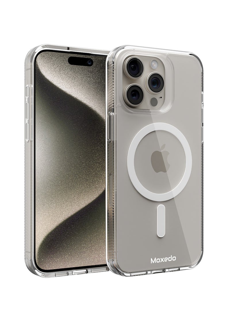 Moxedo Moxedo Magnetic Protective Case 360 Protection Clear Case Hard PC with Built-in Strong Magnets Compatible with Magnetic Safe Designed for iPhone 15 Pro Max 6.7 inch (White)  - Image 1