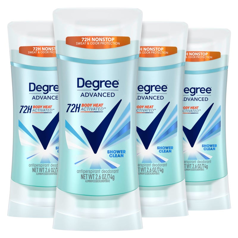 Degree Advanced Antiperspirant Deodorant 4 count 72Hour Sweat  Odor Protection Shower Clean Antiperspirant for Women with MotionSense Technology 26 oz