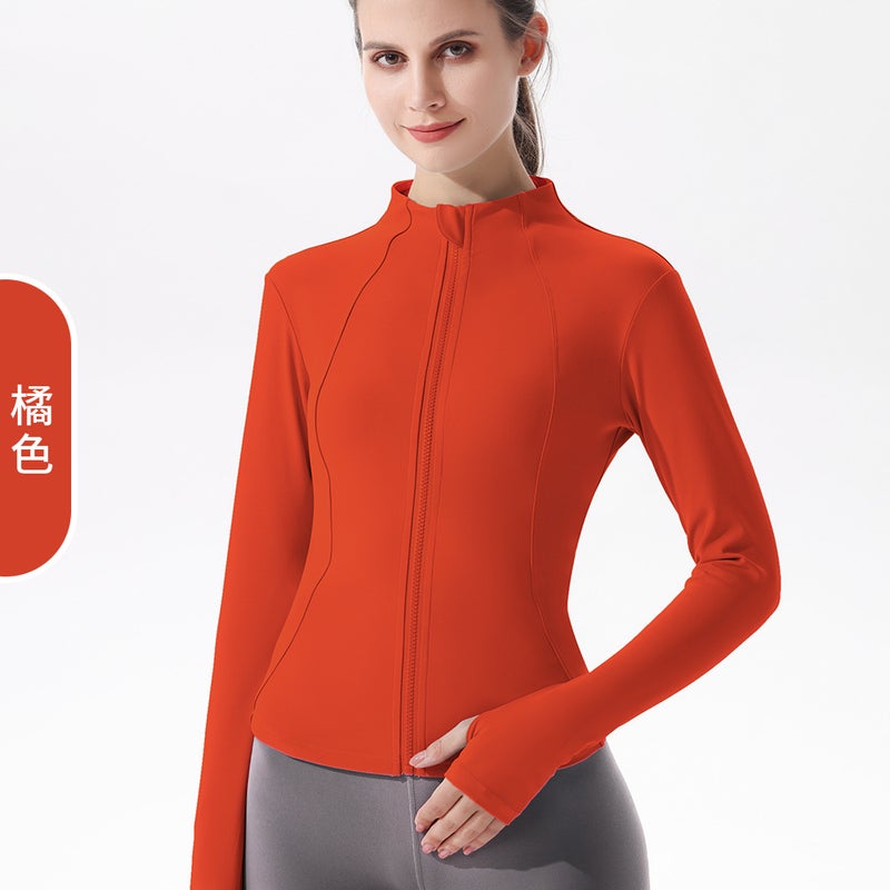 Generic New Yoga Jacket Womens Lulu-Inspired Fitness Top Long Sleeve Orange 