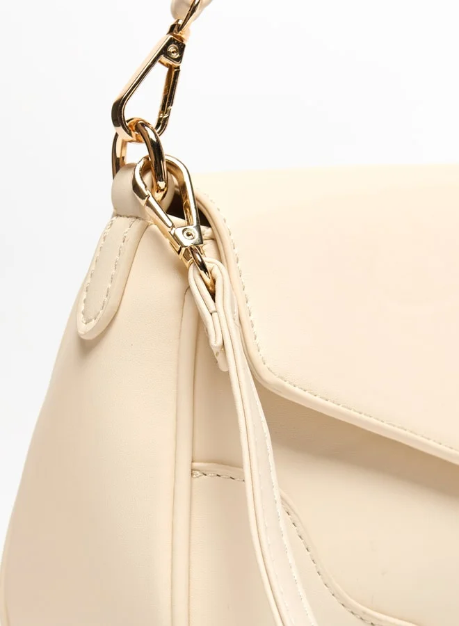فلورا بيلا من شو إكسبرس Women Solid Shoulder Bag with Magnetic Button Closure and Detachable Strap