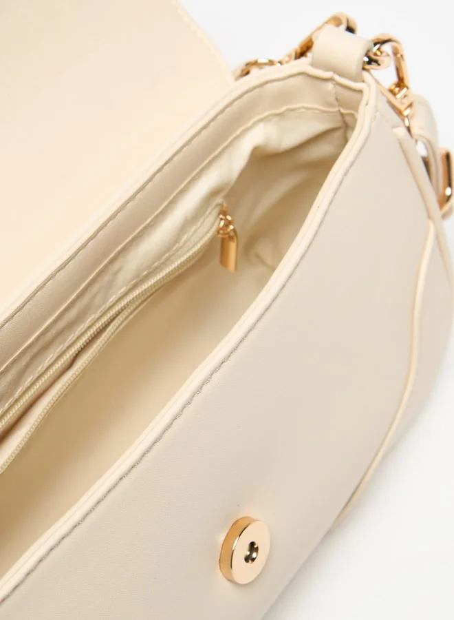 فلورا بيلا من شو إكسبرس Women Solid Shoulder Bag with Magnetic Button Closure and Detachable Strap