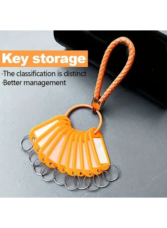 Yellow Key Tags 10 Pieces With Durable PP Key Organizer And Braided Lanyard For Dorm Office Rental Property - Image 1