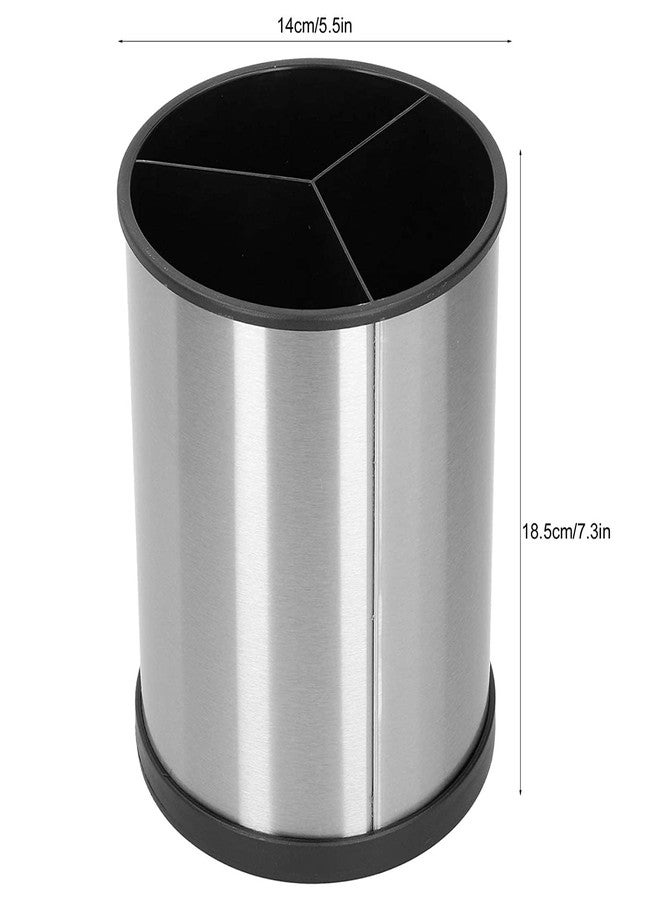 HOMENITY 360° Rotating Kitchen Utensil Holder, Stainless Steel Holder For Spoons, Spatulas & Cutlery, 3 Compartment Organizer & Cooking Utensil With Removable Base(Pack of 1) - Image 2